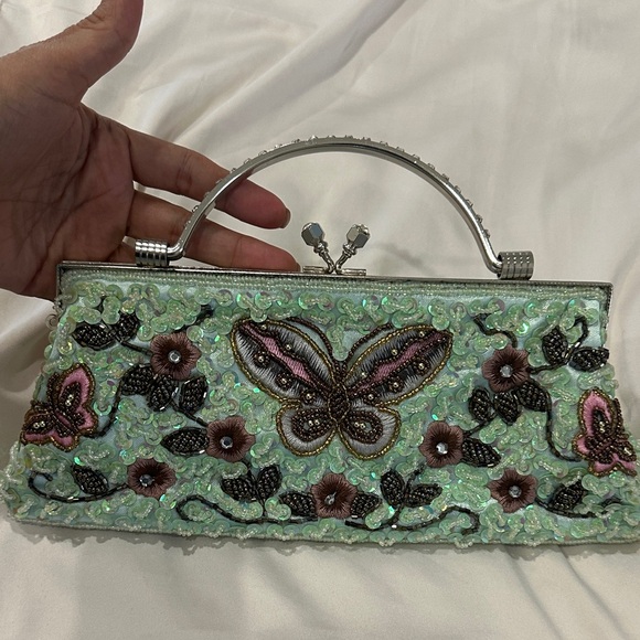 Handbags - Embellished Floral Butterfly Clutch